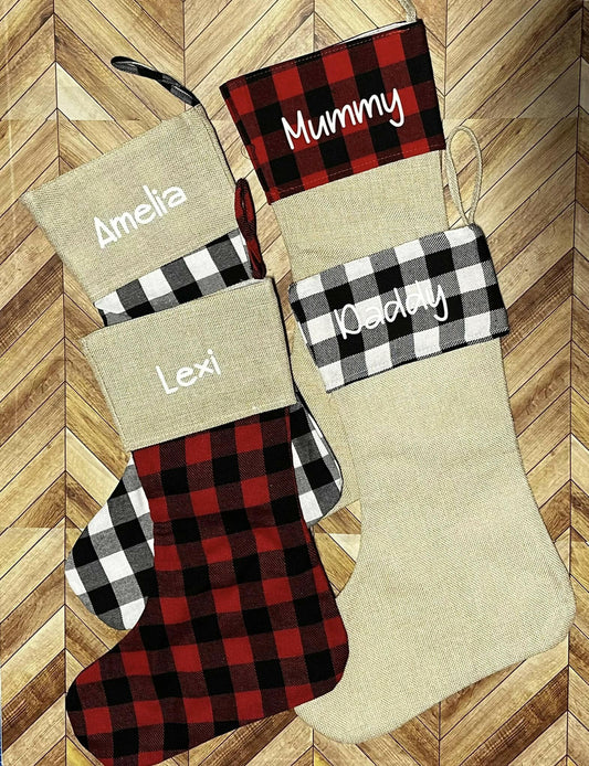 Personalised Plaid Christmas Stocking